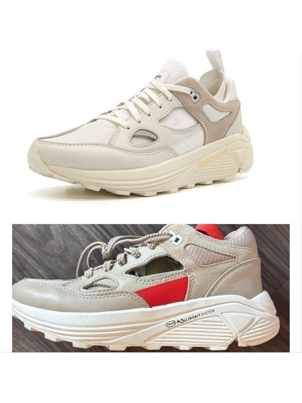 Brandblack x Vibram Women's Aura 130 Tan and Red Chunky Sneakers